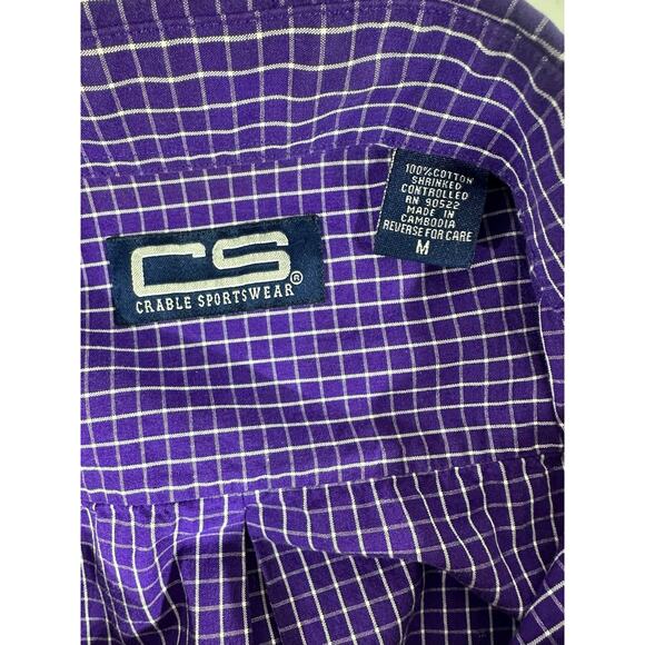 Crable Sportswear LSU Tigers Mens Shirt Size Medium Purple Windowpane Plaid - Picture 3 of 9